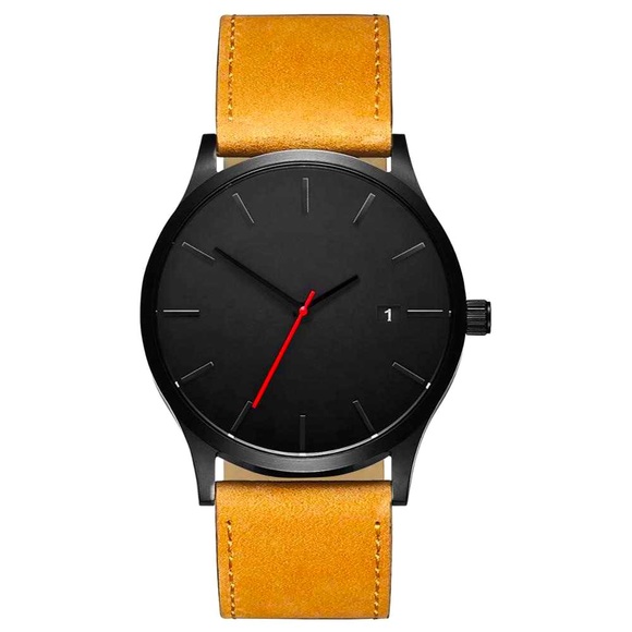 BRAND NEW CLASSIC MATTE LEATHER QUARTZ WATCH + bonus free gift included - Picture 1 of 7